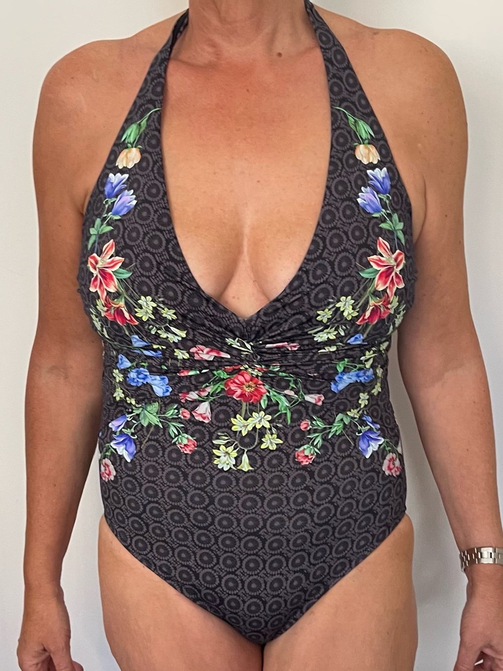 Johnny Was Halter Floral Swimsuit